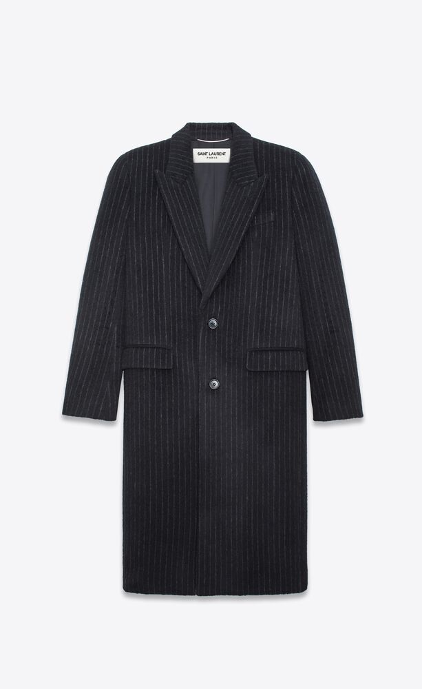 striped coat in wool and mohair