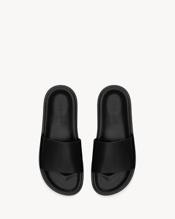 SAINT LAURENT ◆ Kouros Slides Kouros Slide Sandals Brown | The Webster