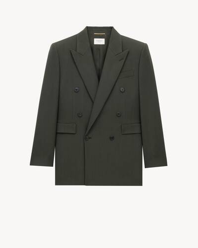 イヴサンローラン ノーカラージャケット チェック ウール カシミヤ グリーン M イヴサンローラン ノーカラージャケット チェック ウール カシミヤ