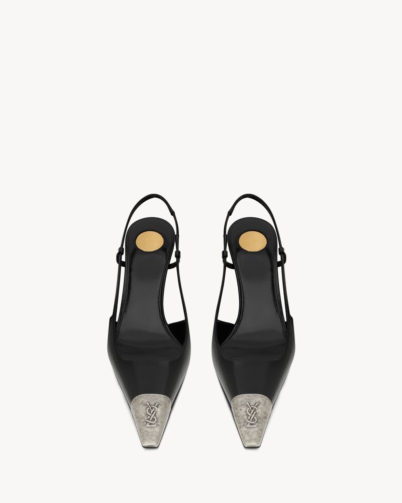 JEANNE slingback pumps in glazed leather