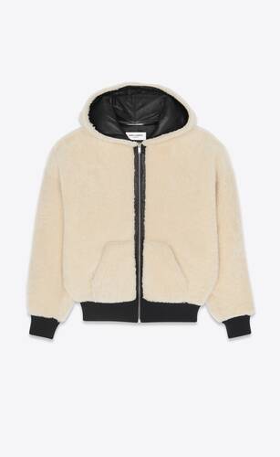 hoodie in shearling and lambskin