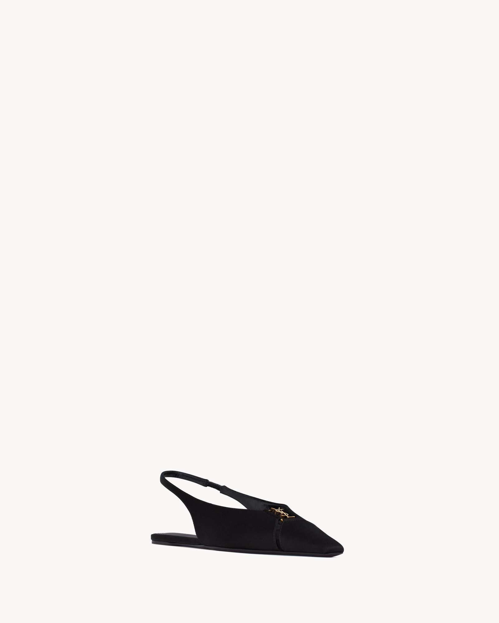 YSL 26ss Square Toe Sandals 70 Black Silk Sheepskin 651706