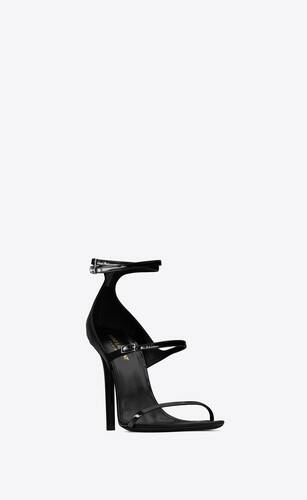 Saint Laurent Women's Opyum 110 Black Patent Leather YSL Logo Heels Sz  42