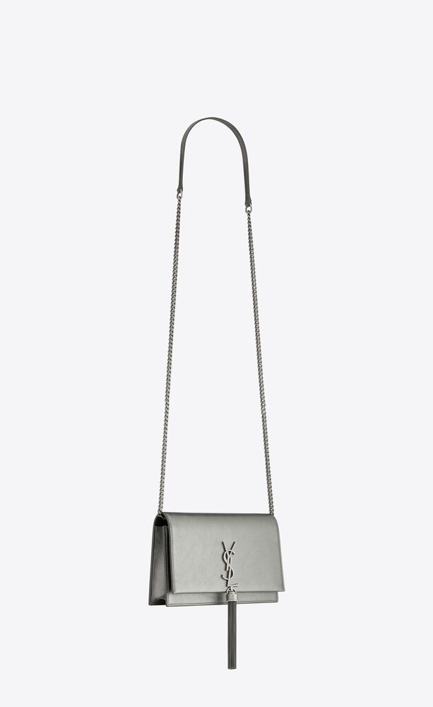 Saint Laurent Metallic Leather Monogram Kate Tassel Chain Wallet (SHF- –  LuxeDH