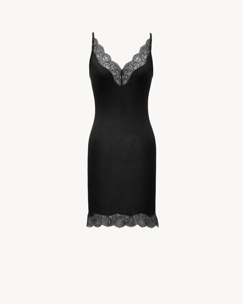 laced slip dress in silk jersey