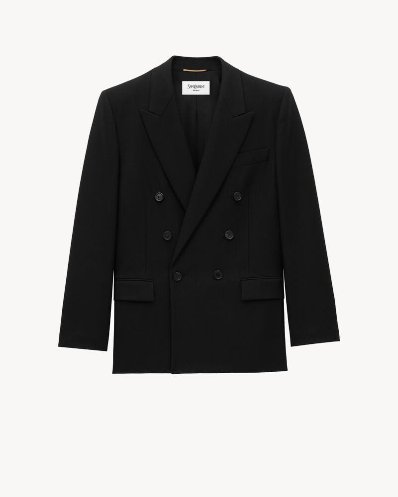 double-breasted jacket in wool gabardine