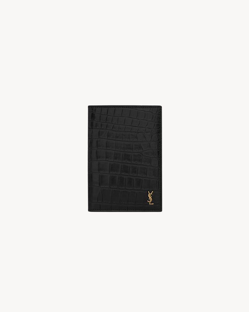 TINY CASSANDRE PASSPORT CASE IN CROCODILE-EMBOSSED LEATHER