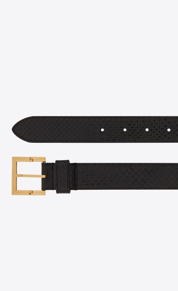 Hinged buckle belt in lacquered ayers | Saint Laurent | YSL.com