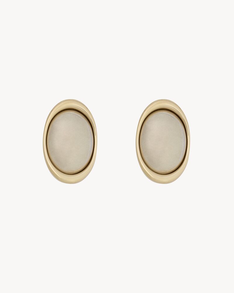 oval cabochon earrings in metal