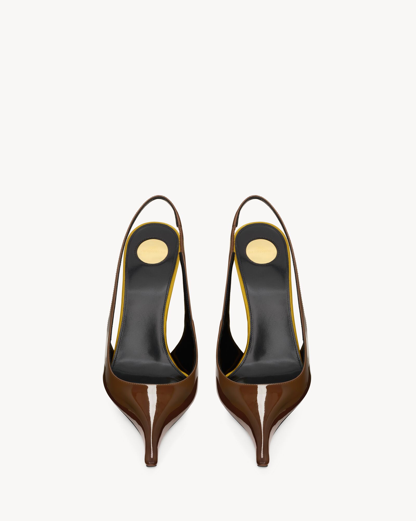 YSL 25S SLINGBACK HIGH HEELS 90 MM IN BLACK LAMBSKIN WITH GOLD HARDWARE STYLE 8
