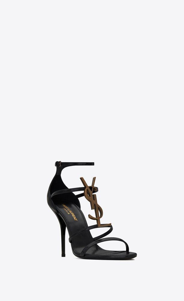 CASSANDRA sandals in smooth leather with gold-tone monogram | Saint Laurent | YSL.com