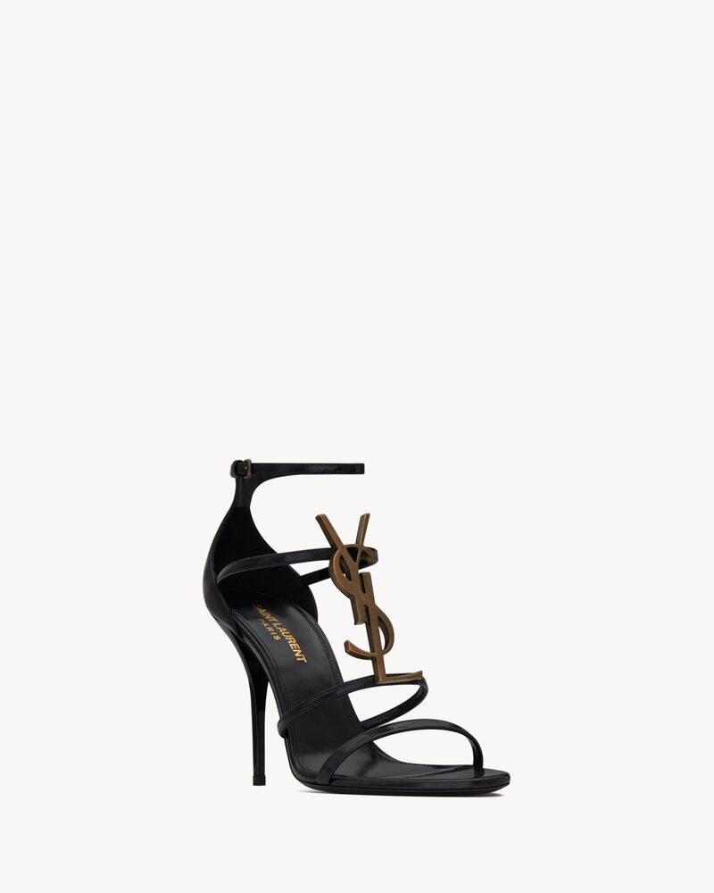 CASSANDRA sandals in smooth leather with gold-tone monogram | Saint Laurent | YSL.com