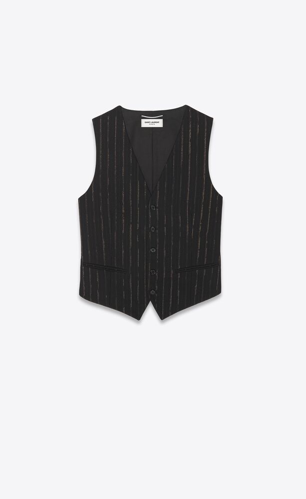 fitted vest in pinstripe wool