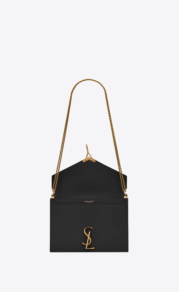 Saint Laurent Cassandra Brand-plaque Leather Shoulder Bag in Gray