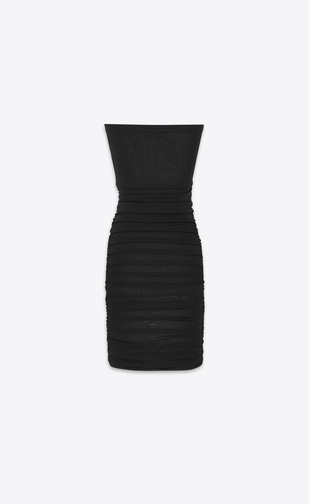 Ruched strapless dress in knit, Saint Laurent