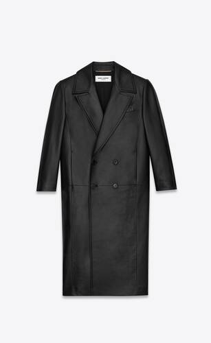 long double-breasted coat in lambskin