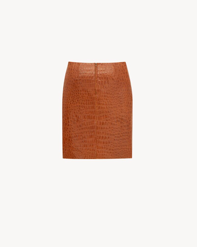 pencil skirt in crocodile-embossed leather