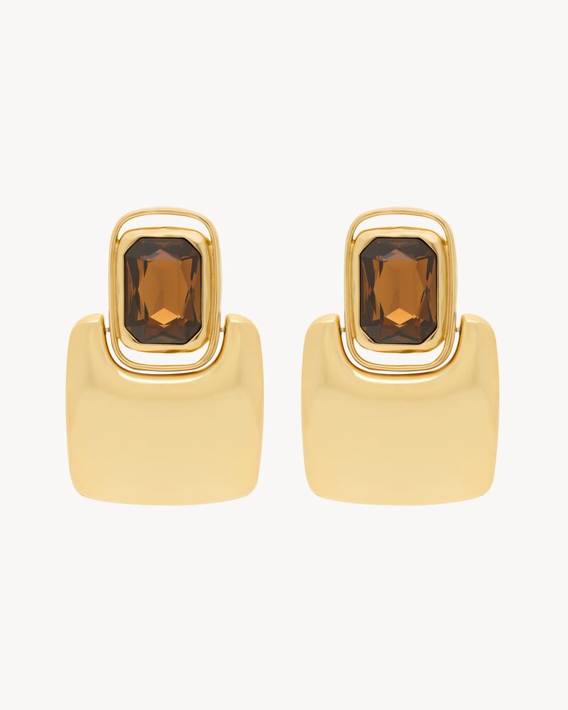 cabochon square earrings in metal