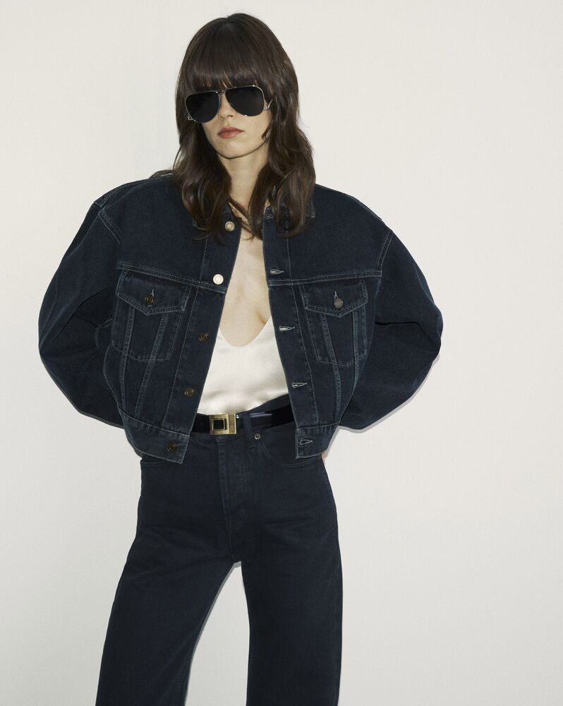 80's jacket in dark blue black denim