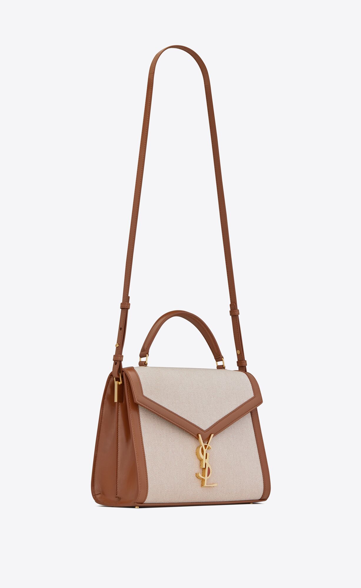CASSANDRA Medium top handle bag in canvas and smooth leather Saint