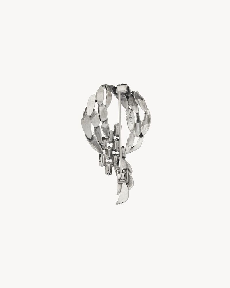 CRYSTAL WATERFALL BROOCH IN METAL
