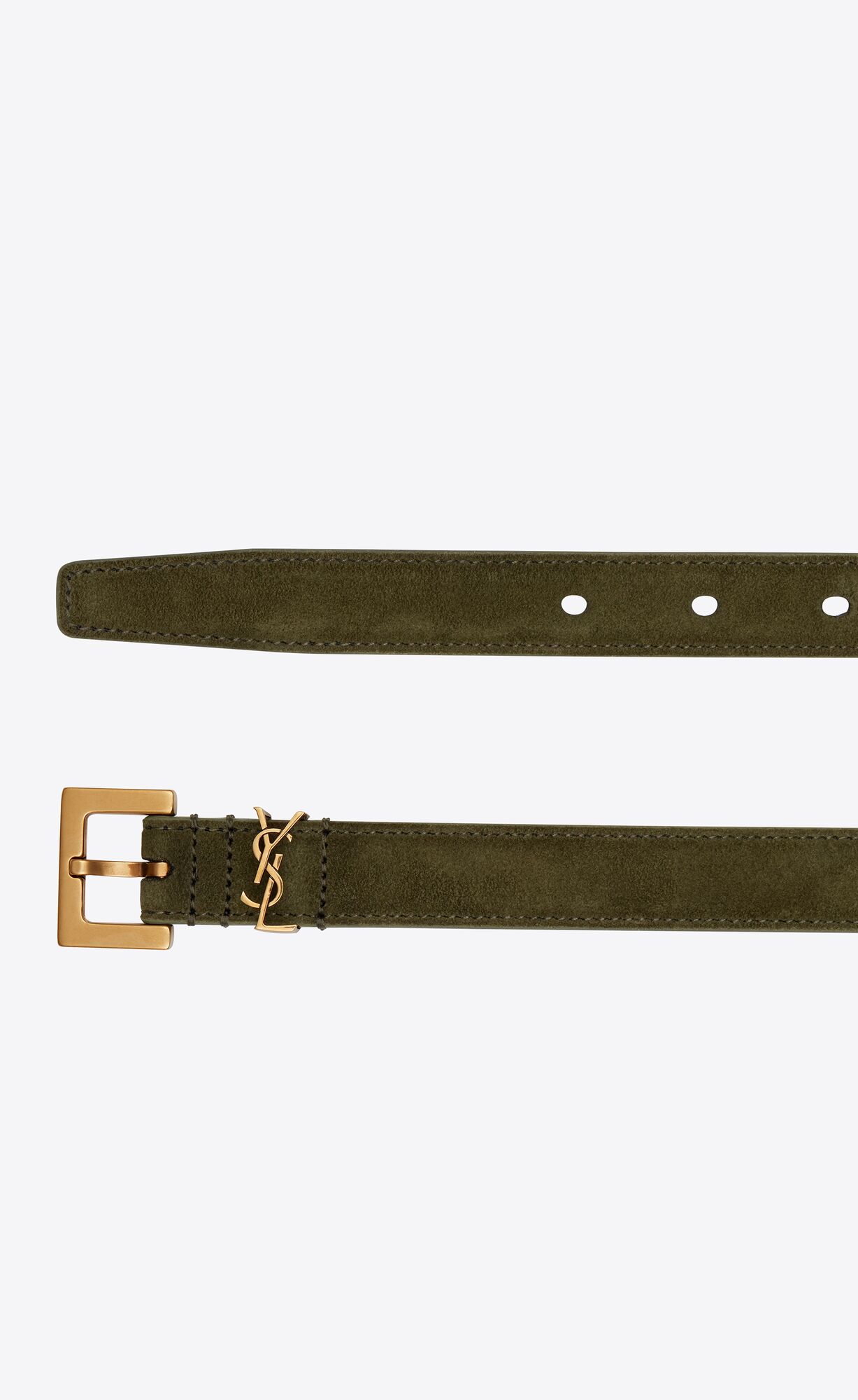 MONOGRAM Narrow belt with square buckle in suede | Saint Laurent United ...