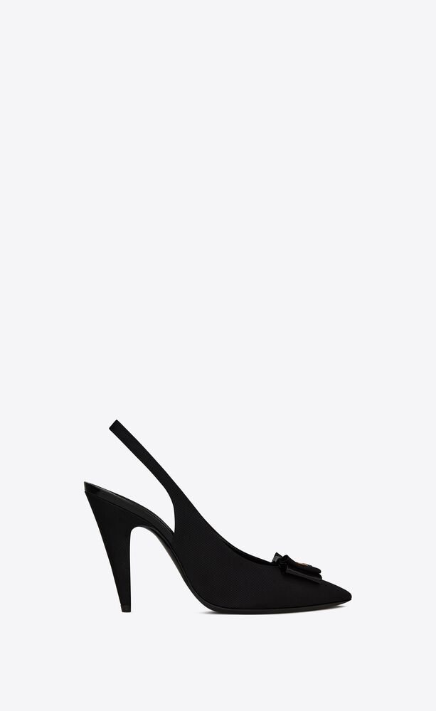 anaïs slingback bow pumps in grosgrain canvas and patent leather