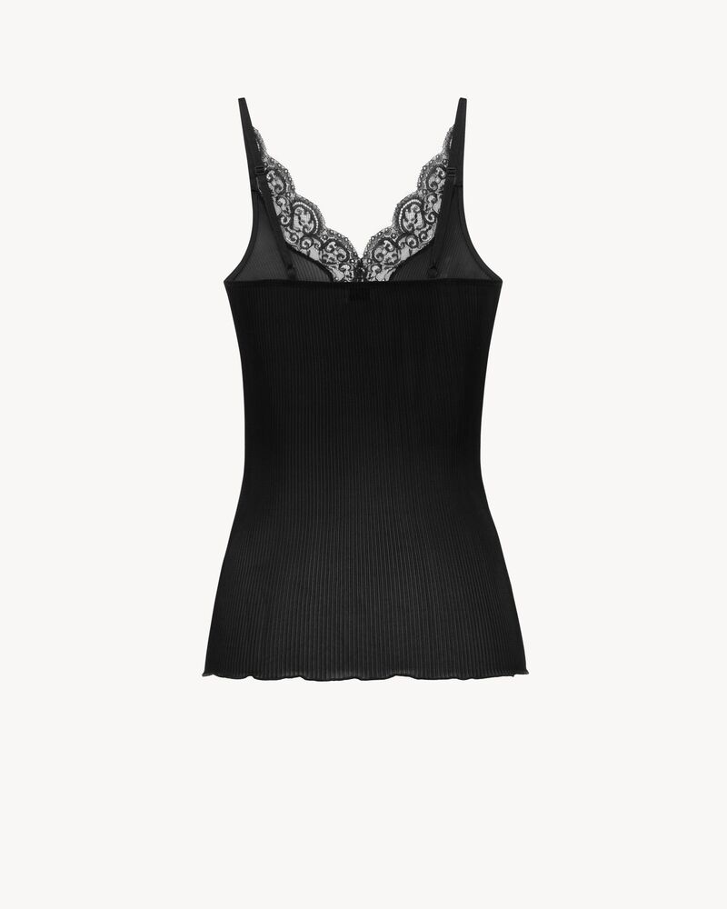 Laced Tank Top in Ribbed Silk Jersey