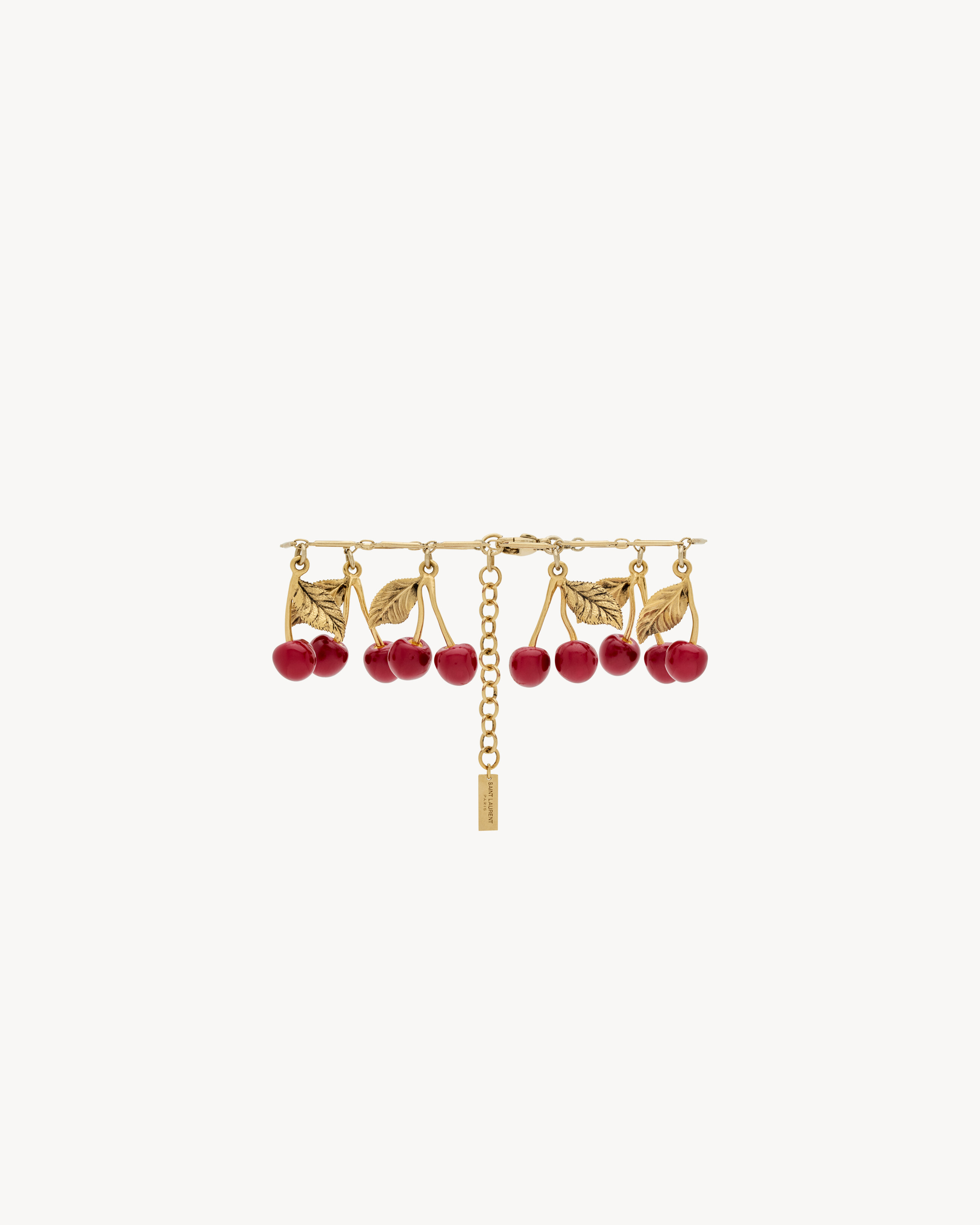 cherry bracelet in enamel and metal
