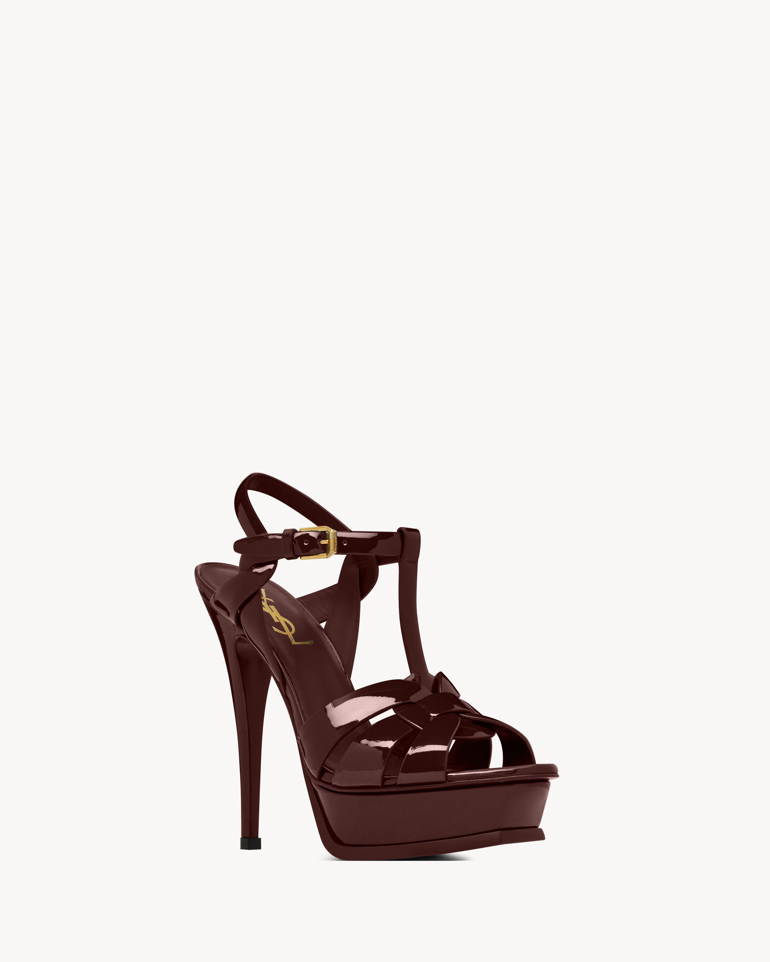 TRIBUTE platform sandals in patent leather