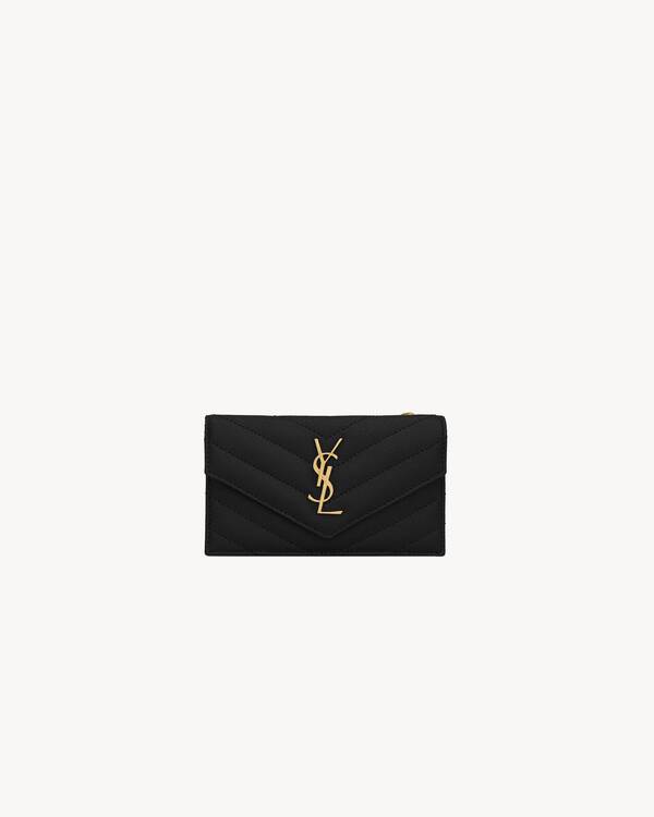 フラップカードケース “モノグラム フラグメント”（グレイン・ド・プードル/エンボスレザー/キルティング） | Saint Laurent