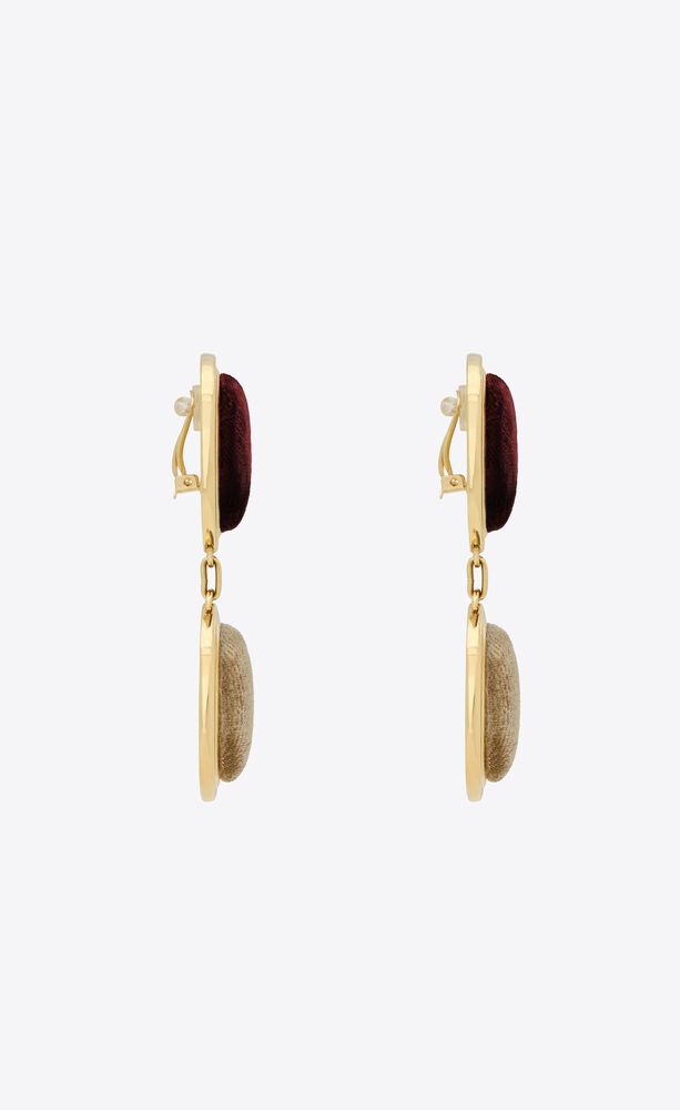 Twin-square earrings in velvet and metal | Saint Laurent | YSL.com